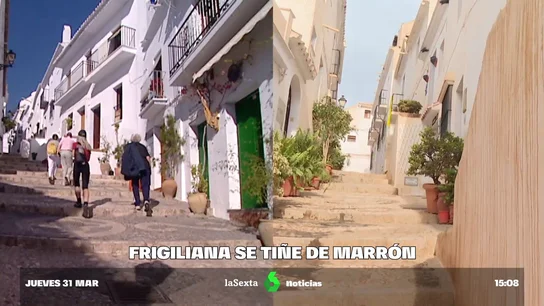 Frigiliana, un pueblo blanco de Málaga que ahora es completamente marrón Teñido por la calima