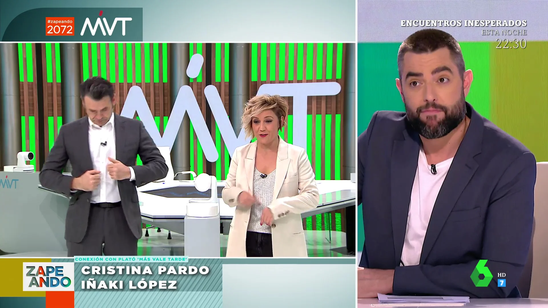 "Por poco nos pillas haciendo otra cosa": la confesión de Cristina Pardo e Iñaki López cuando Dani Mateo conecta en directo