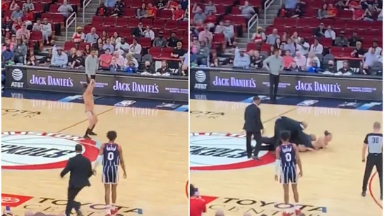 Un hombre en calzoncillos se cuela en un partido NBA Un hombre en calzoncillos se cuela en un partido NBA