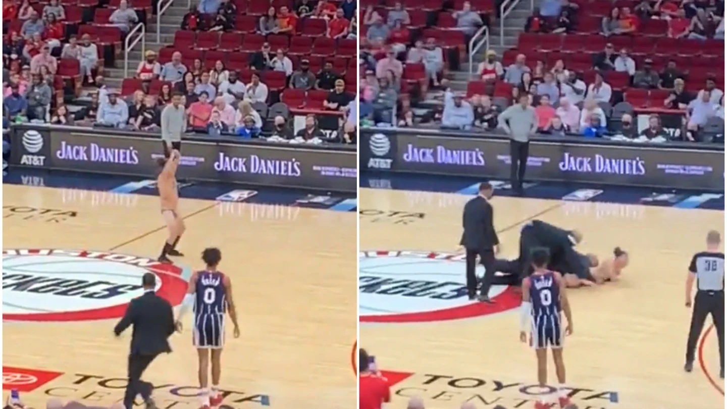 Un hombre en calzoncillos se cuela en un partido NBA Un hombre en calzoncillos se cuela en un partido NBA