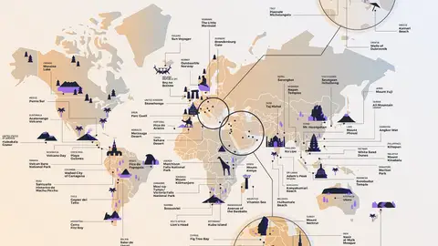 Mapa con los mejores amaneceres de cada país Mapa con los mejores amaneceres de cada país