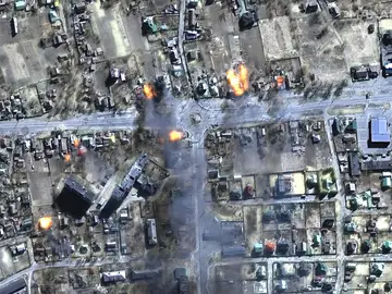 Imagen de satélite de la destrucción de la ciudad de Chernígov, en Ucrania