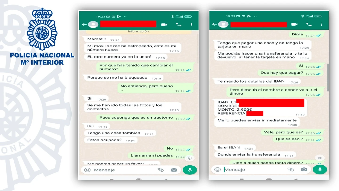 Captura de una de las conversaciones en las que intentan estafar a una mujer Captura de una de las conversaciones en las que intentan estafar a una mujer