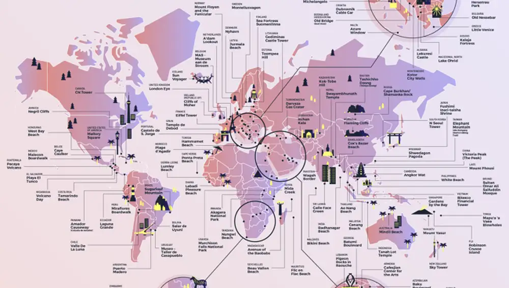 El mapa con los mejores atardeceres de cada país