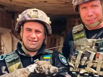 La policía de Donetsk rescata con vida a un perro sepultado bajo los escombros de un edificio  