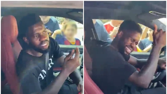 Umtiti, en su coche Umtiti, en su coche