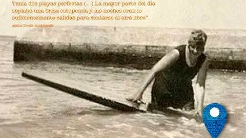 Agatha Christie practicando surf Agatha Christie practicando surf