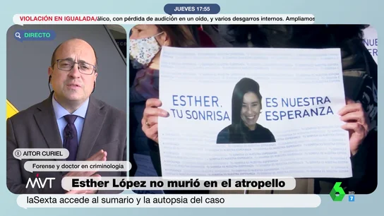 "No podemos descartar que se pudiera precipitar desde 4 o 5 metros": el forense Aitor Curiel analiza la autopsia de Esther López "No podemos descartar que se pudiera precipitar desde 4 o 5 metros": el forense Aitor Curiel analiza la autopsia de Esther López