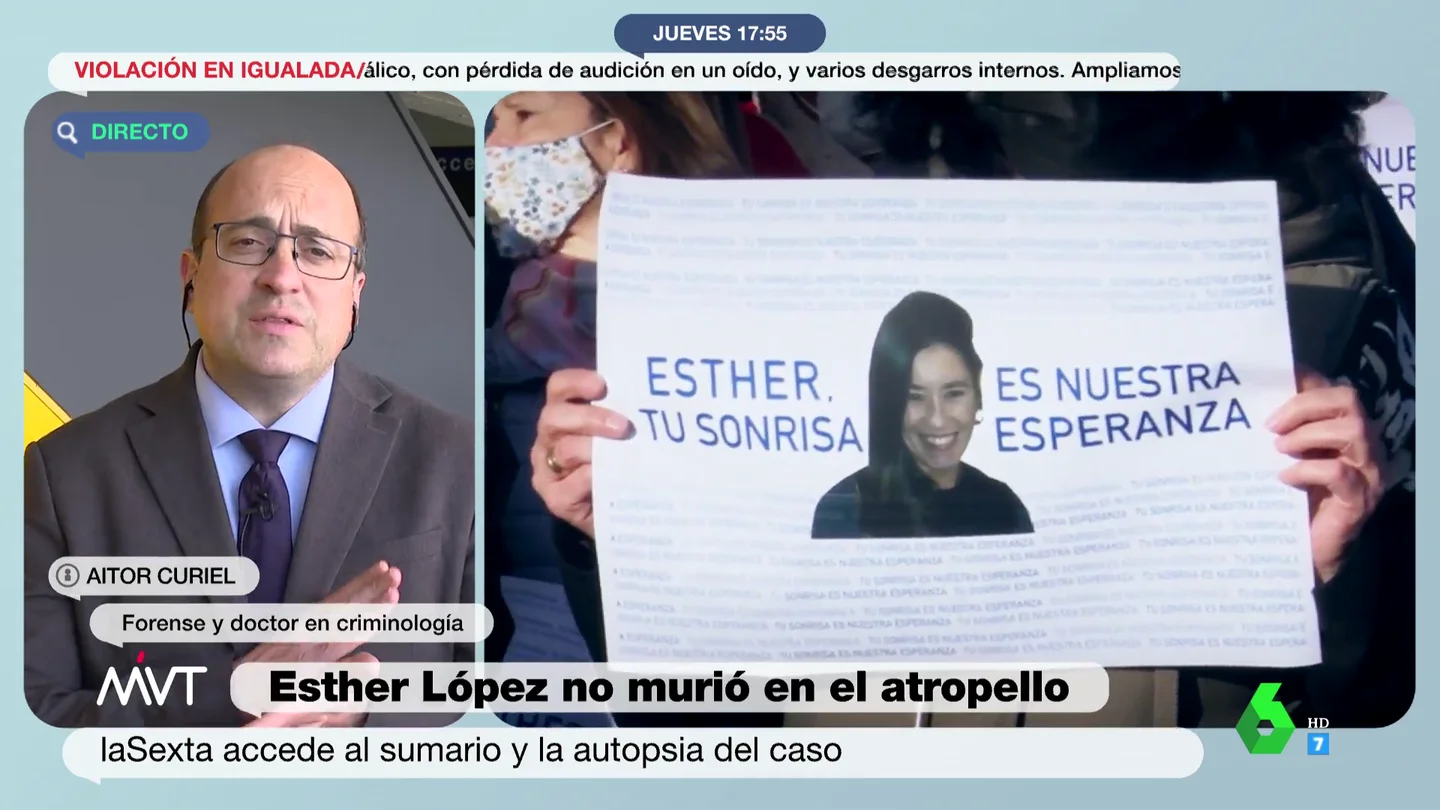 "No podemos descartar que se pudiera precipitar desde 4 o 5 metros": el forense Aitor Curiel analiza la autopsia de Esther López "No podemos descartar que se pudiera precipitar desde 4 o 5 metros": el forense Aitor Curiel analiza la autopsia de Esther López