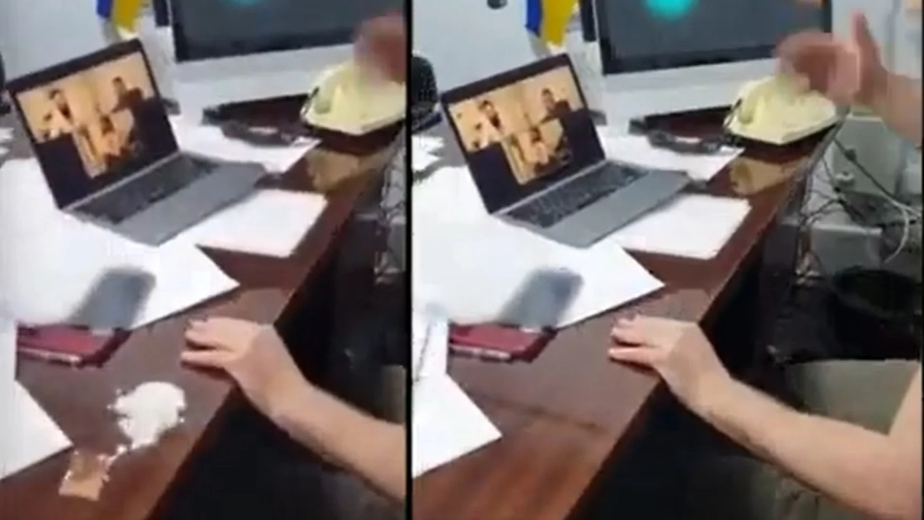 No, el vídeo que muestra cocaína en la mesa de Zelenski no es real: se trata de un montaje