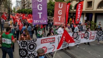 Manifestación del Primero de Mayo, Día Internacional del Trabajador, celebrada en Sevilla en 2021