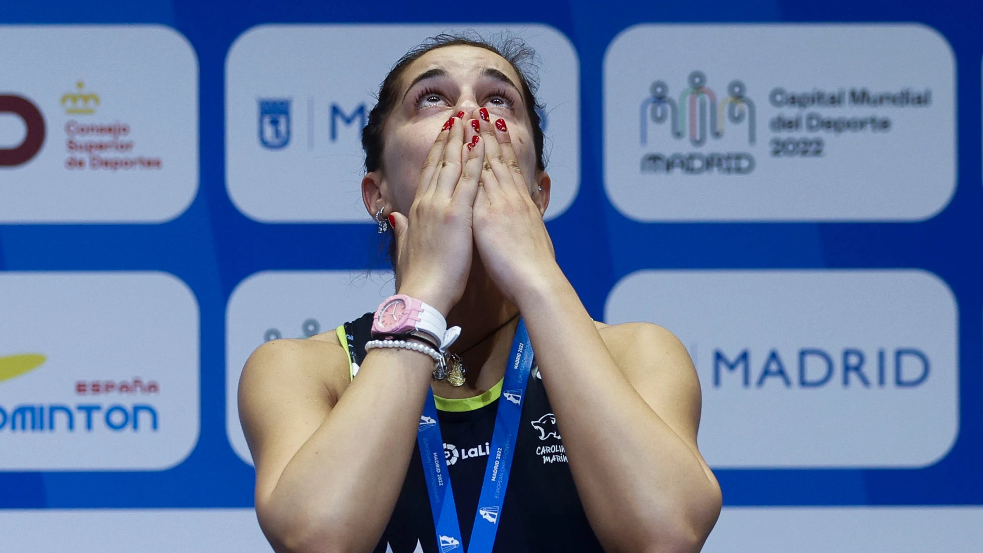 Carolina Marín, en el podio