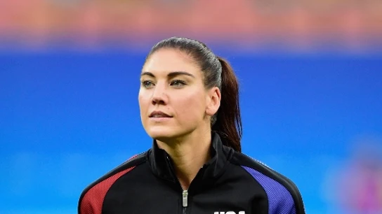 Hope Solo, en un partido con la selección de fútbol estadounidense Hope Solo, en un partido con la selección de fútbol estadounidense