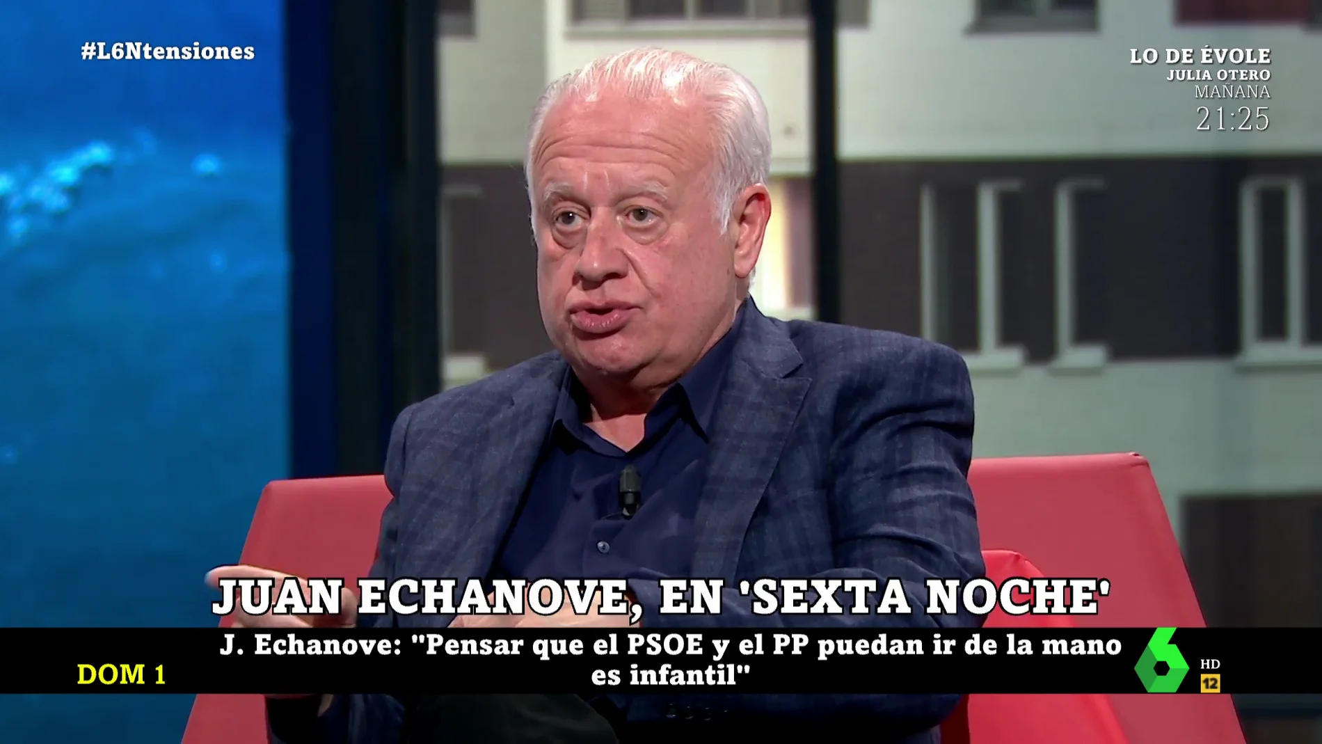 Juan Echanove: "Pensar en que el PSOE y el PP puedan ir de la mano es infantil"