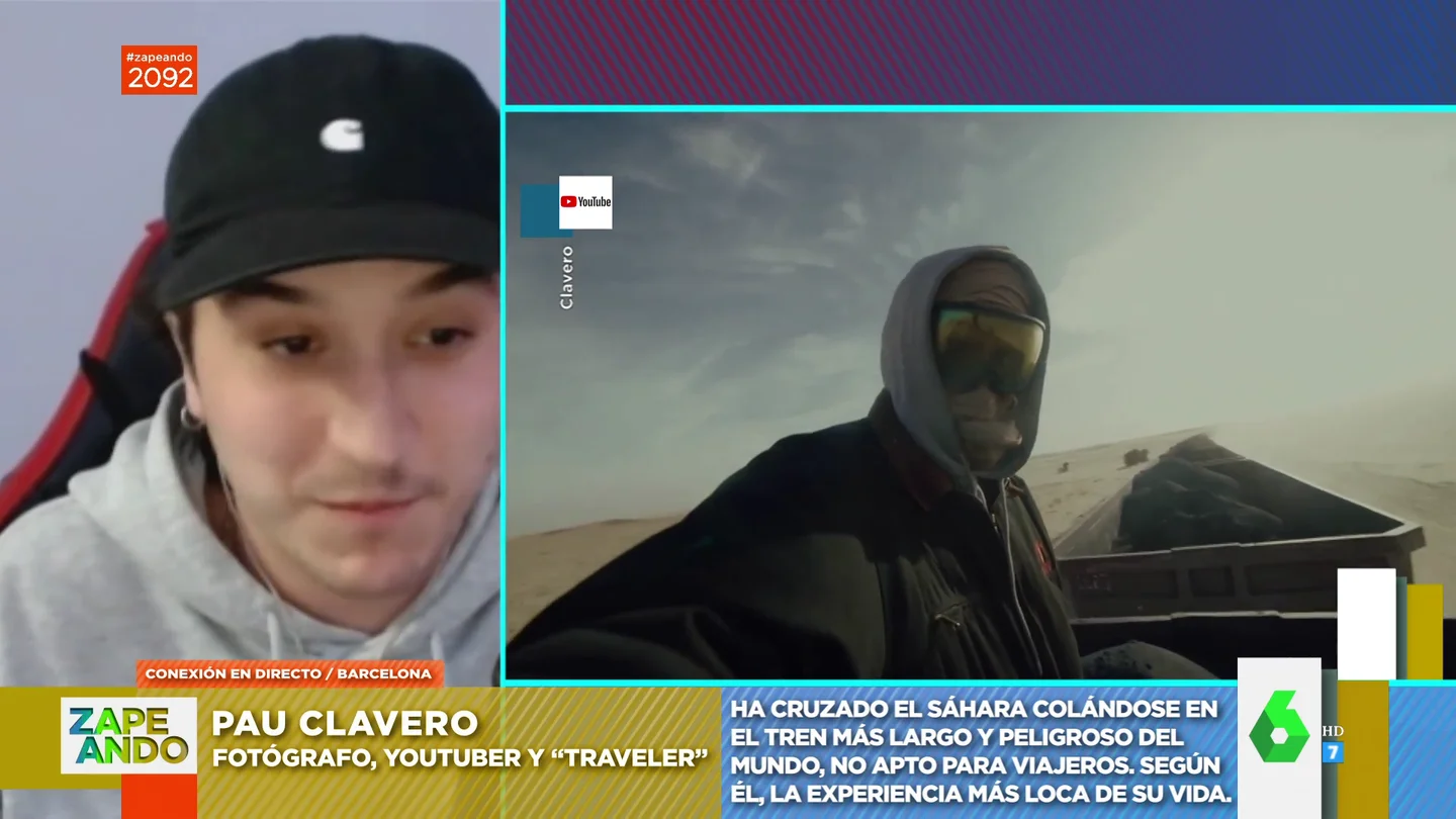 El youtuber Pau Clavero desvela qué fue lo más duro de atravesar el Sáhara a bordo del tren más largo y peligroso del mundo El youtuber Pau Clavero desvela qué fue lo más duro de atravesar el Sáhara a bordo del tren más largo y peligroso del mundo