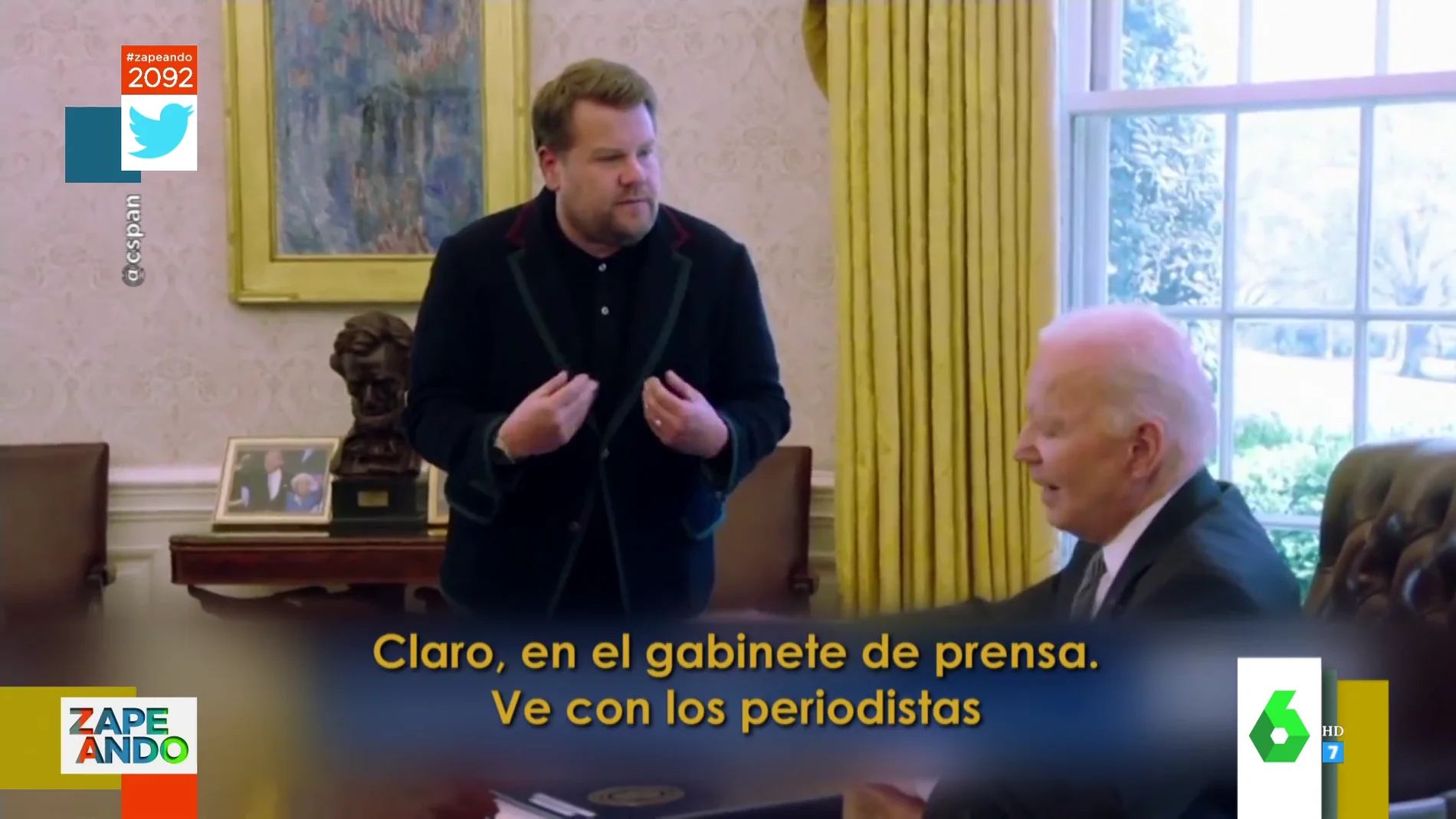El divertido encuentro de James Corden con Joe Biden en el despacho de la Casa Blanca para pedirle trabajo