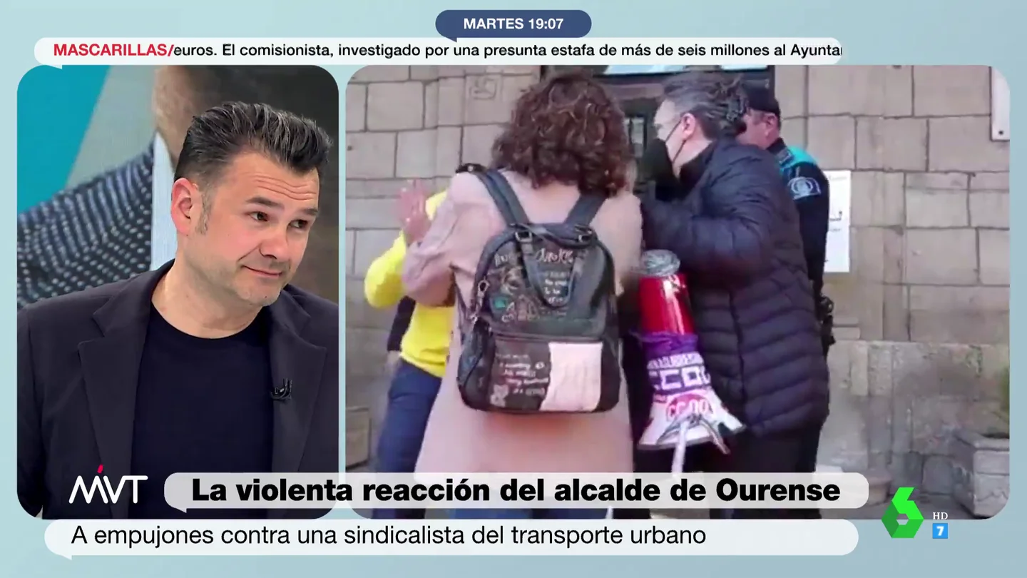 La reacción de Iñaki López al empujón del alcalde de Ourense a una sindicalista La reacción de Iñaki López al empujón del alcalde de Ourense a una sindicalista