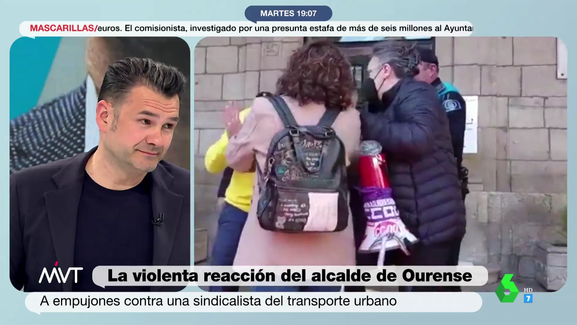 La reacción de Iñaki López al empujón del alcalde de Ourense a una sindicalista