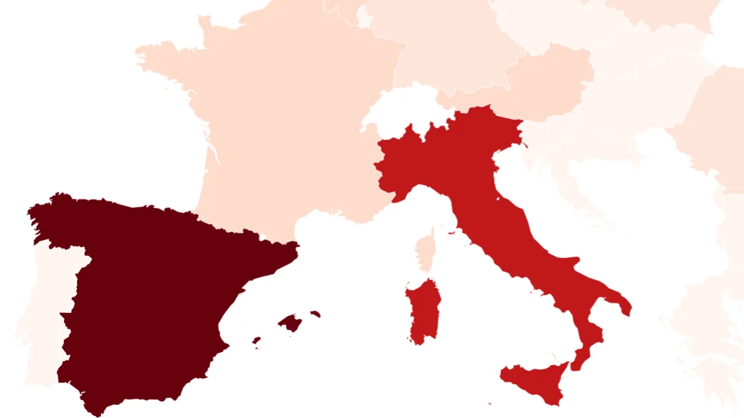 Mapa de los casos de hepatitis infantil en Europa