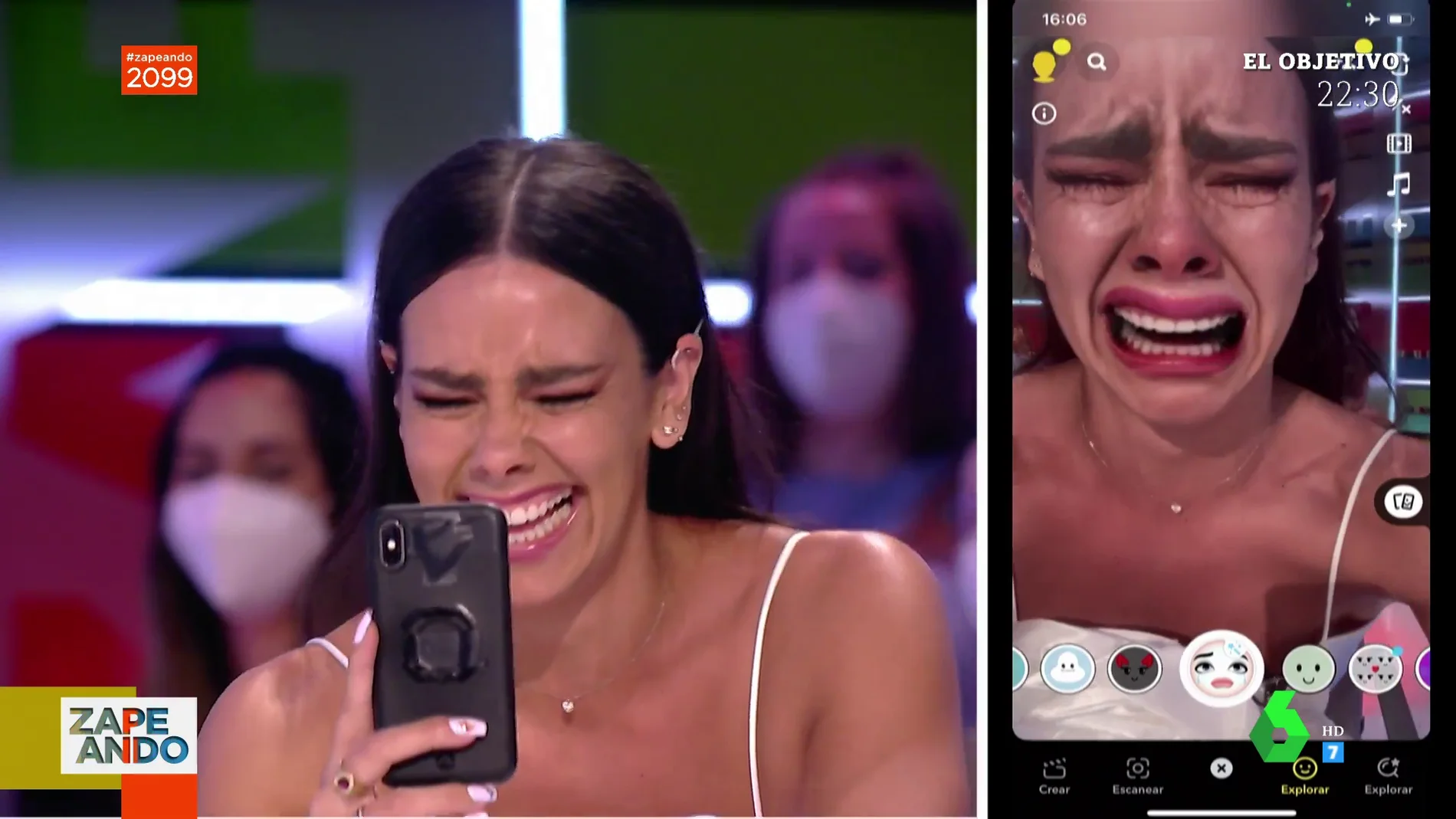 Cristina Pedroche, Lorena Castell, Valeria Ros, Dani Mateo y Marta Torné prueban el filtro viral de Tik Tok que te hará llorar y reír a la vez