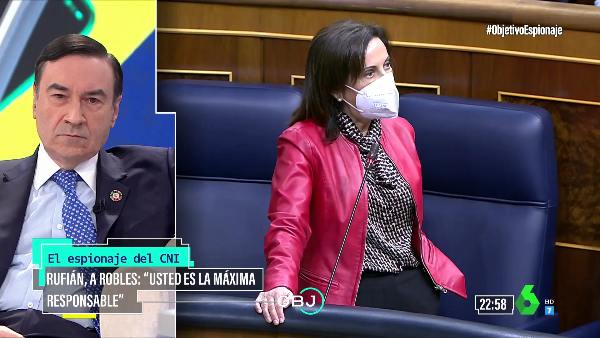 Pedro J. Ramírez defiende a Robles y carga contra Rufián: "Le faltan décadas de ejercicio de la democracia para llegarle a la altura del zapato"