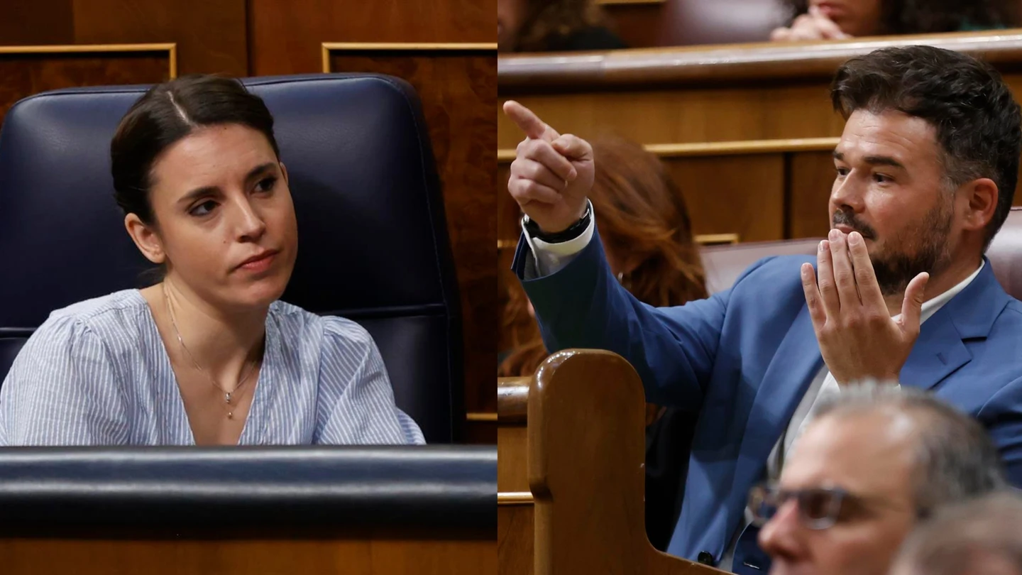 Irene Montero y Grabriel Rufián, en sendas imágenes de archivo Irene Montero y Grabriel Rufián, en sendas imágenes de archivo