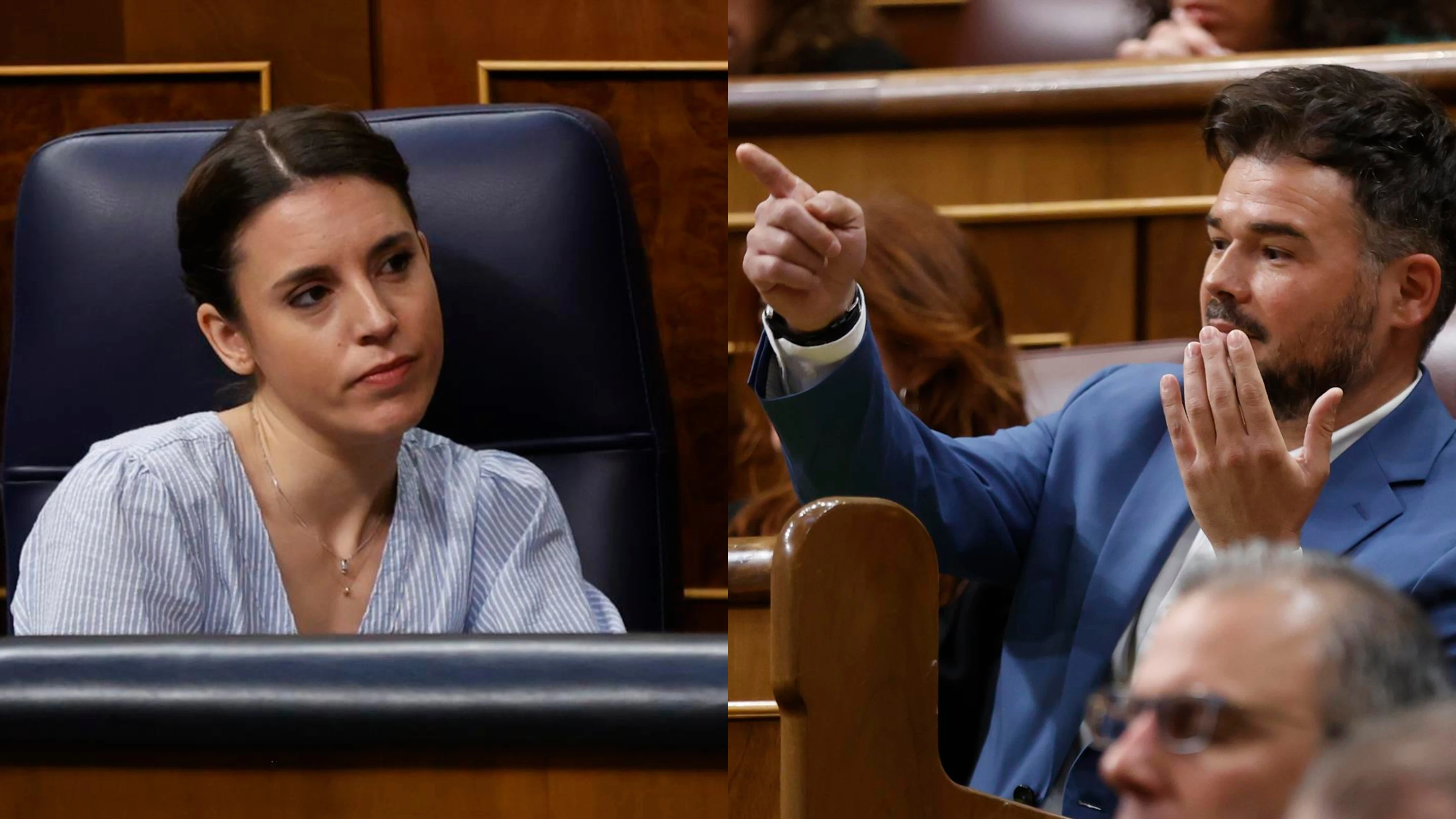 Irene Montero y Grabriel Rufián, en sendas imágenes de archivo