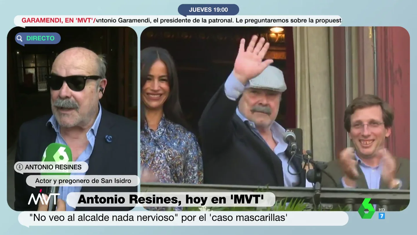 La opinión de Antonio Resines tras coincidir con Almeida: "Desde luego no le veo nada nervioso" La opinión de Antonio Resines tras coincidir con Almeida: "Desde luego no le veo nada nervioso"