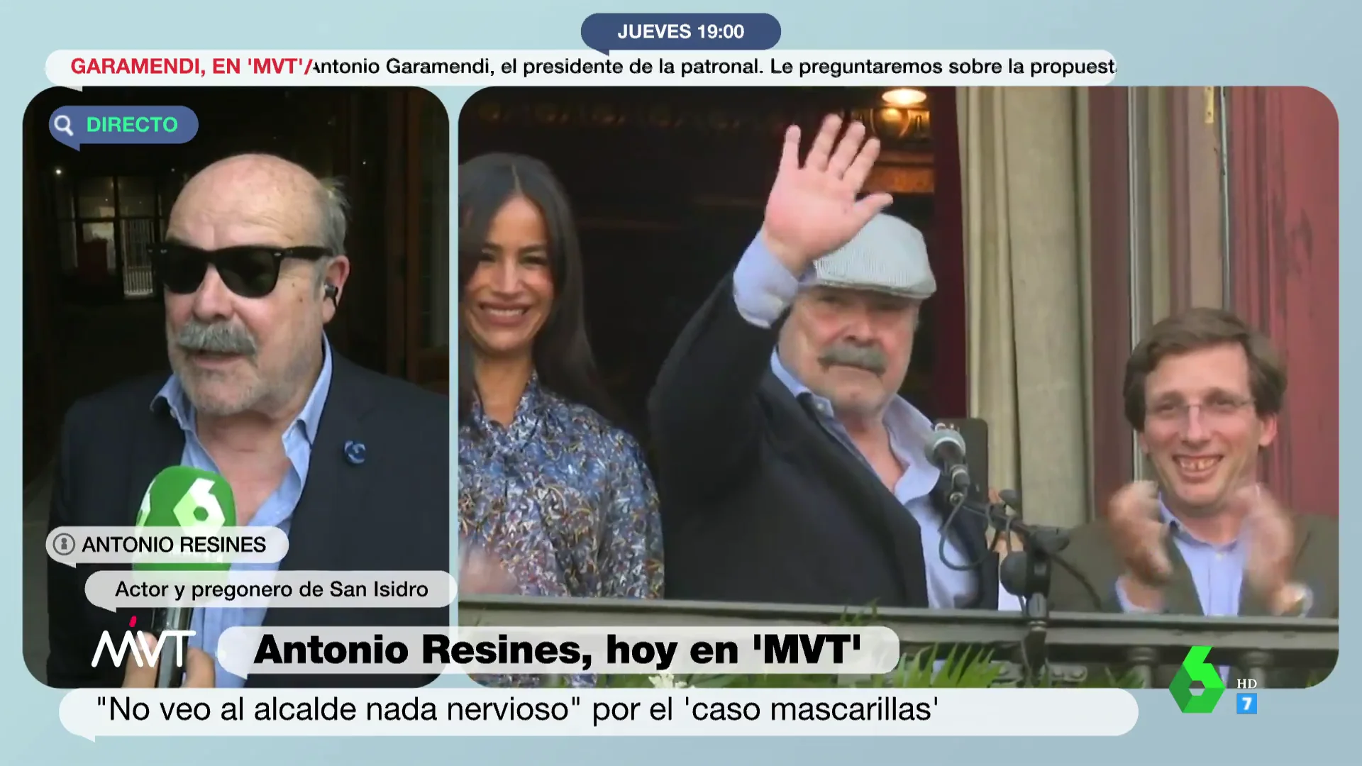 La opinión de Antonio Resines tras coincidir con Almeida: "Desde luego no le veo nada nervioso"