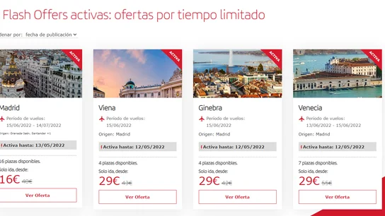 Nueva sección de ofertas por tiempo limitado en Iberia Nueva sección de ofertas por tiempo limitado en Iberia