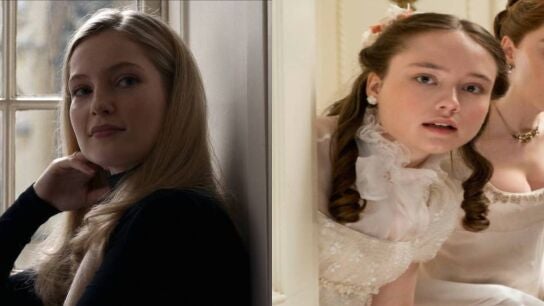 Hannah Dodd (a la izqda. en 'Anatom&iacute;a de un esc&aacute;ndalo') sustituir&aacute; a Ruby Stokes como Francesca Bridgerton (a la dcha.)