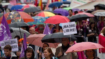 Multitudinaria manifestación a favor del aborto libre en 2014 en Madrid
