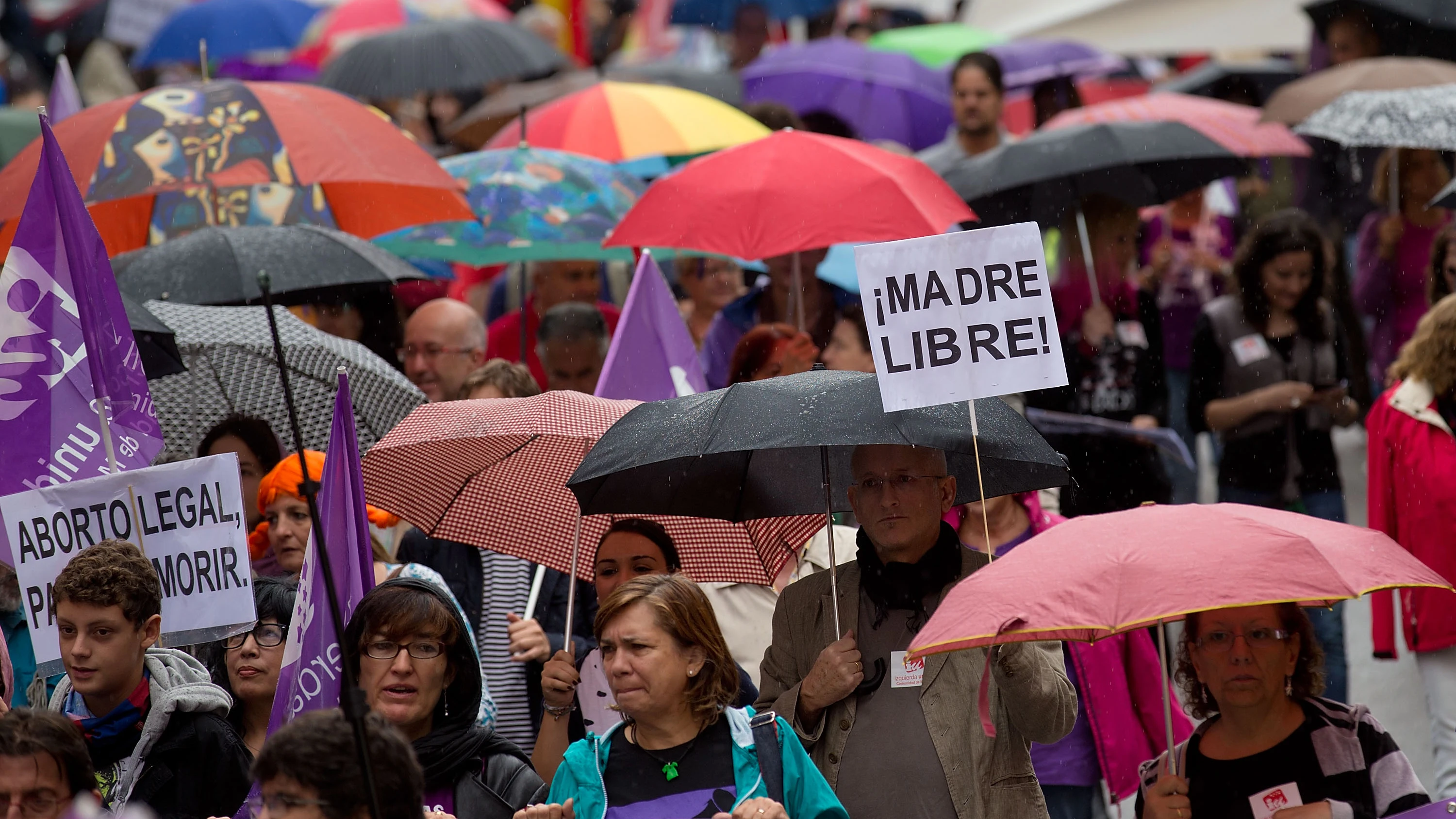 Multitudinaria manifestación a favor del aborto libre en 2014 en Madrid