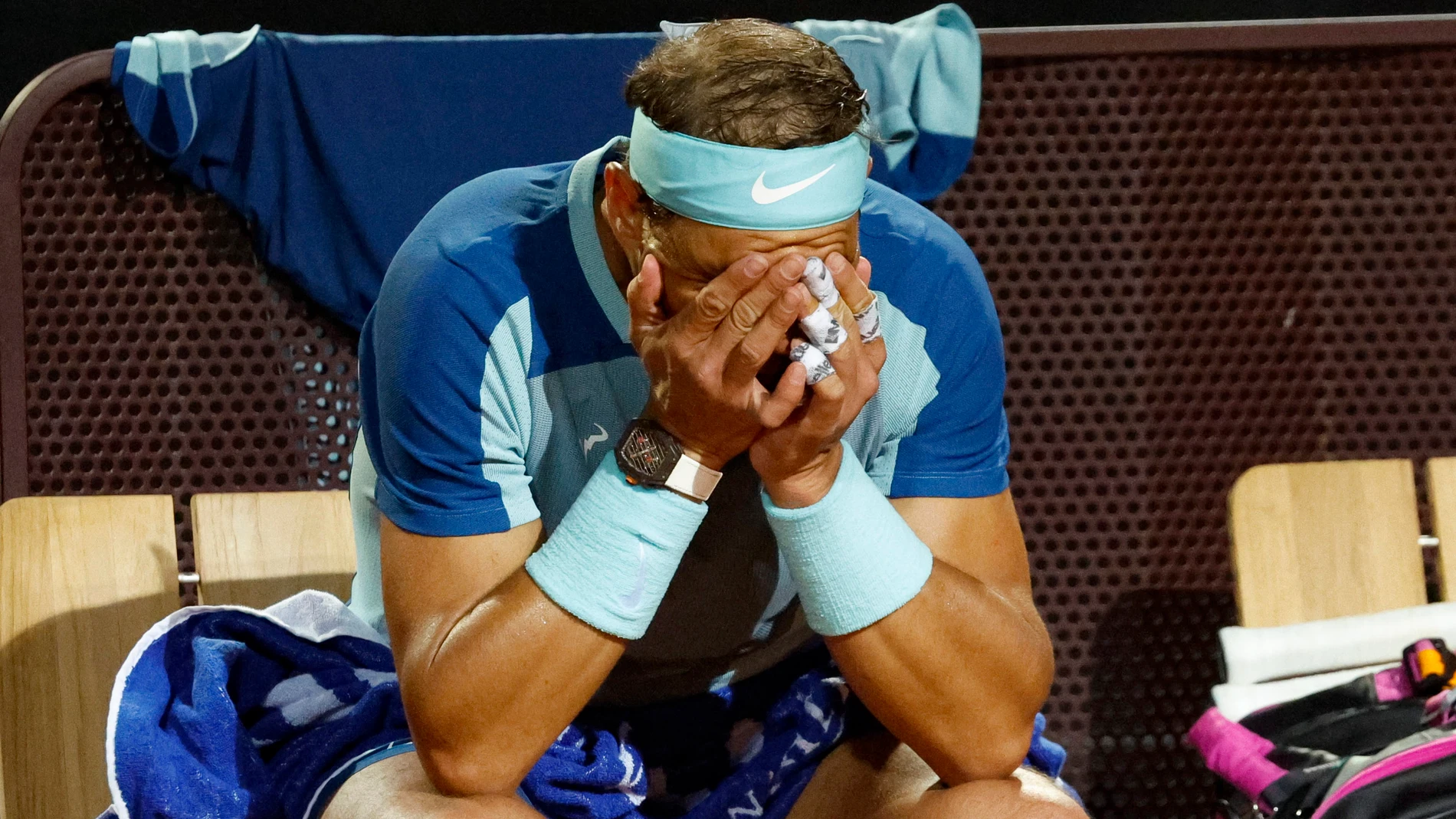 Desoladora imagen de Rafa Nadal en el Masters 1.000 de Roma