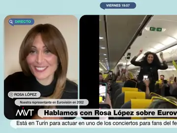 Rosa López desvela la intrahistoria de su momentazo en un avión entre fans suyos, de Chanel y de Eurovisión