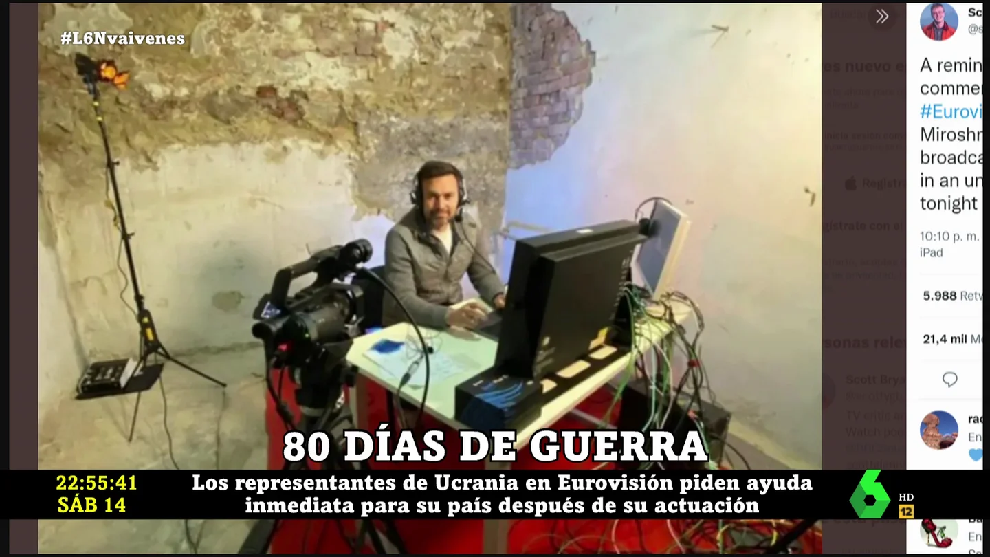 El comentarista ucraniano de Eurovisión sigue la gala desde un búnker de ubicación desconocida El comentarista ucraniano de Eurovisión sigue la gala desde un búnker de ubicación desconocida