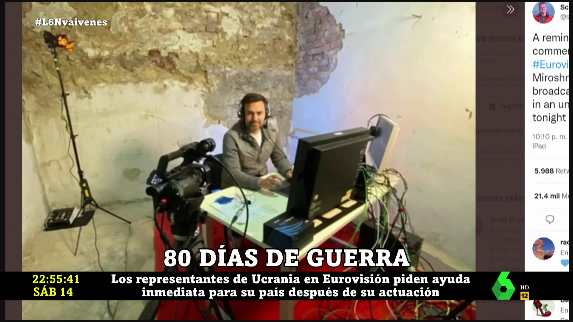 El comentarista ucraniano de Eurovisión sigue la gala desde un búnker de ubicación desconocida El comentarista ucraniano de Eurovisión sigue la gala desde un búnker de ubicación desconocida