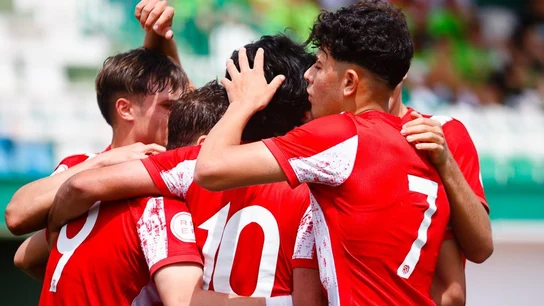 Los jugadores del Atlético celebra un gol Los jugadores del Atlético celebra un gol
