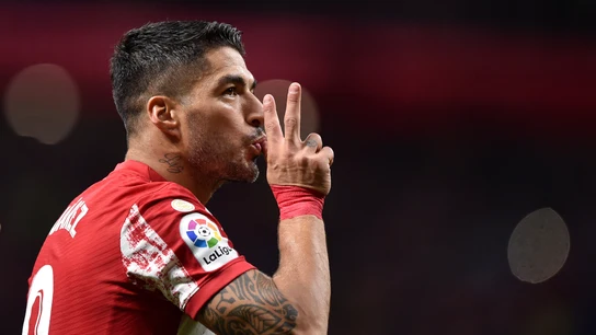 Luis Suárez celebra un gol con el Atlético Luis Suárez celebra un gol con el Atlético