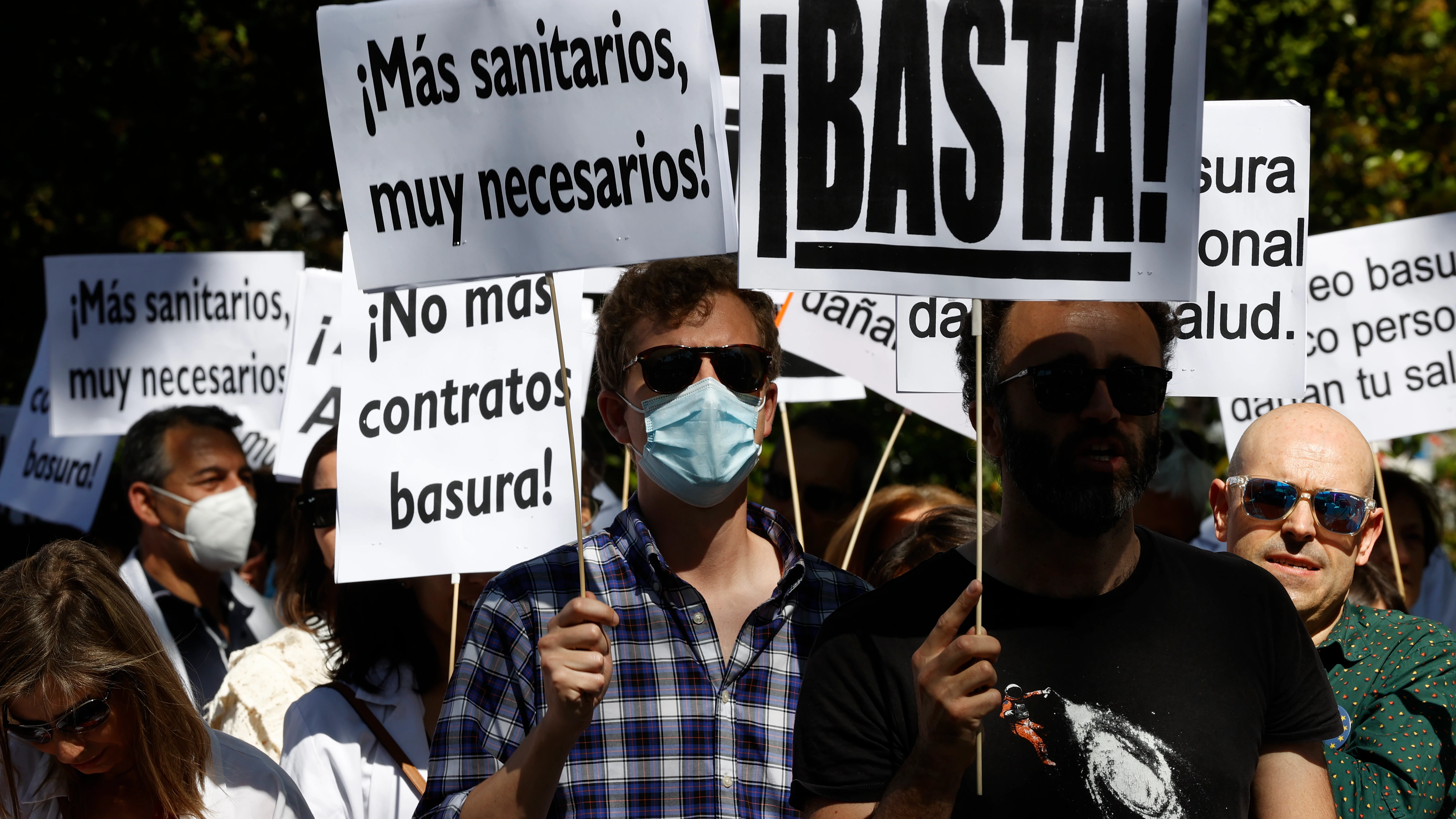 Médicos durante una de las concentraciones la pasada semana en Madrid. 