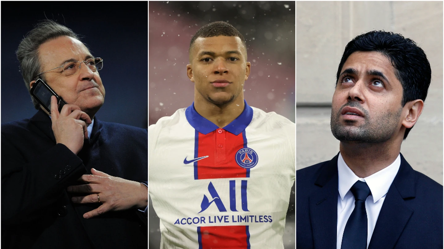 Florentino Pérez, Mbappé y Al-Khelaifi Florentino Pérez, Mbappé y Al-Khelaifi