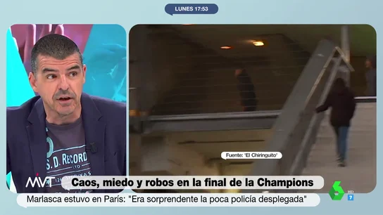 Manu Marlasca relata cómo era "la ratonera" por la que los aficionados tuvieron que abandonar Sanit-Denis: "Vimos cómo arrebataban bolsos, mochilas" Manu Marlasca relata cómo era "la ratonera" por la que los aficionados tuvieron que abandonar Sanit-Denis: "Vimos cómo arrebataban bolsos, mochilas"