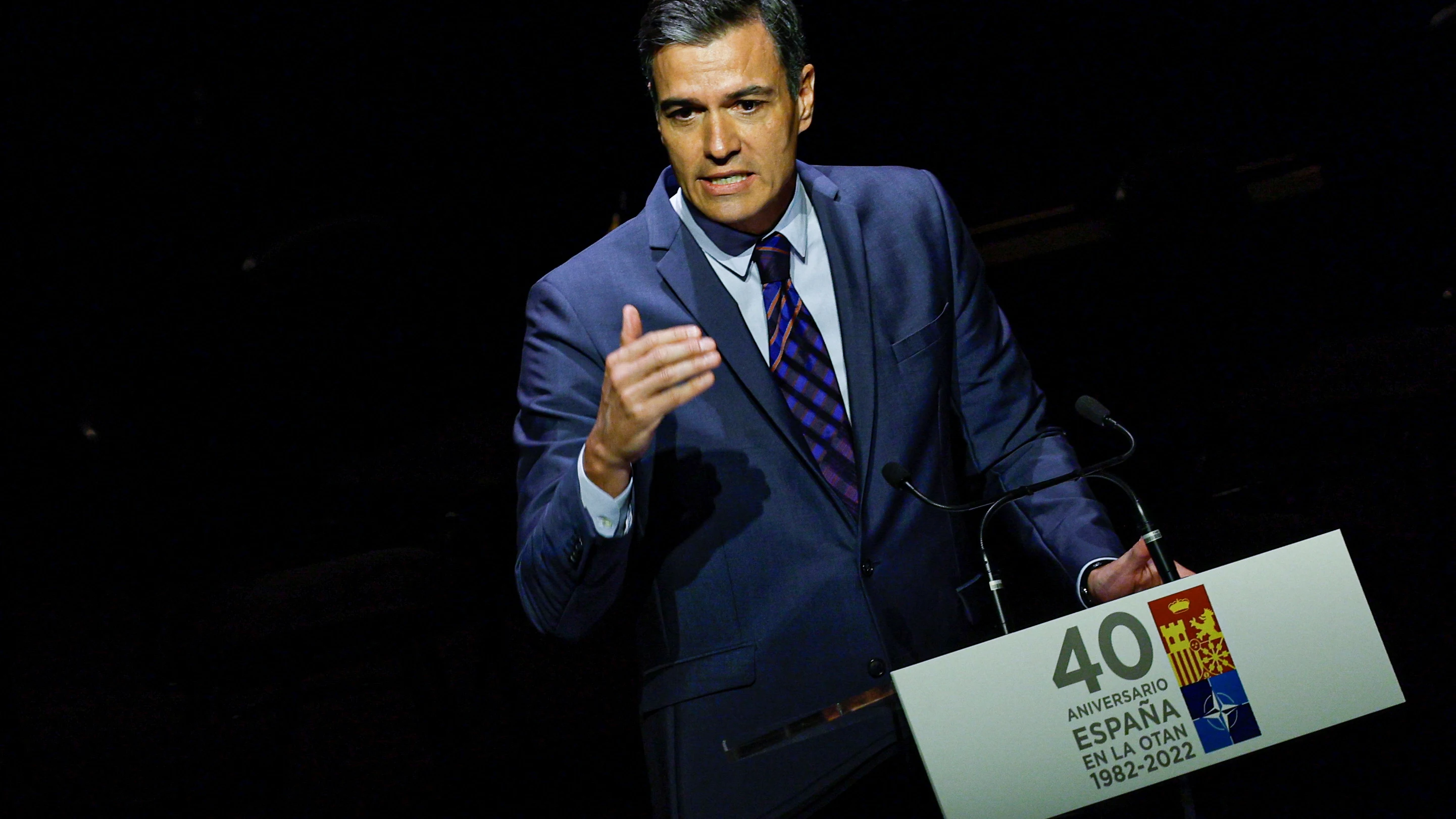 El presidente del Gobierno, Pedro Sánchez, durante la celebración del 40 aniversario de la entrada de España en la OTAN