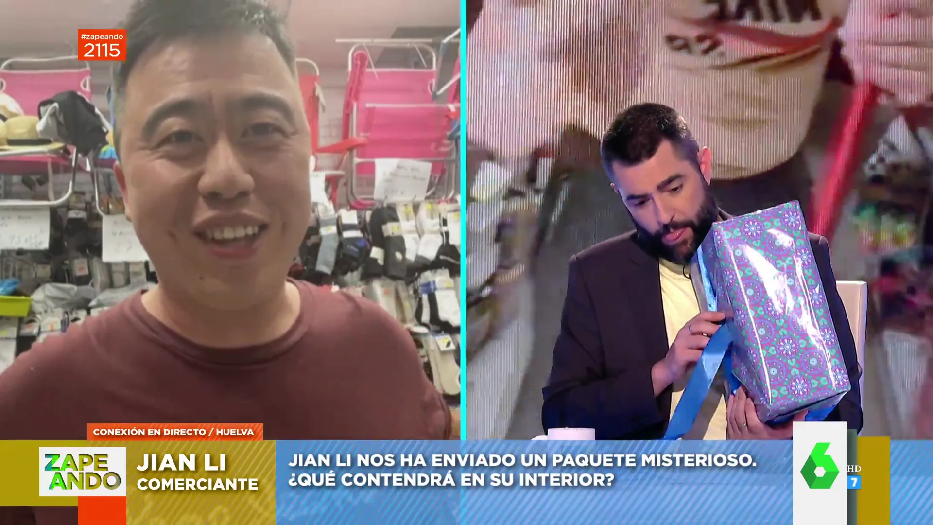 "Dinero no, que estoy tieso": la cómica reacción del chino Jian Li cuando Dani Mateo le pregunta qué hay en la caja misteriosa 