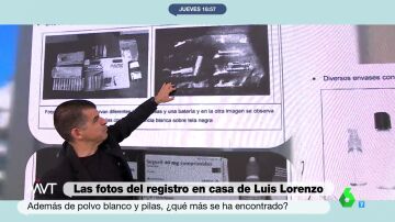 Las fotos del registro en la casa de Luis Lorenzo: botes con sustancias químicas, pilas con polvo blanco, medicamentos...