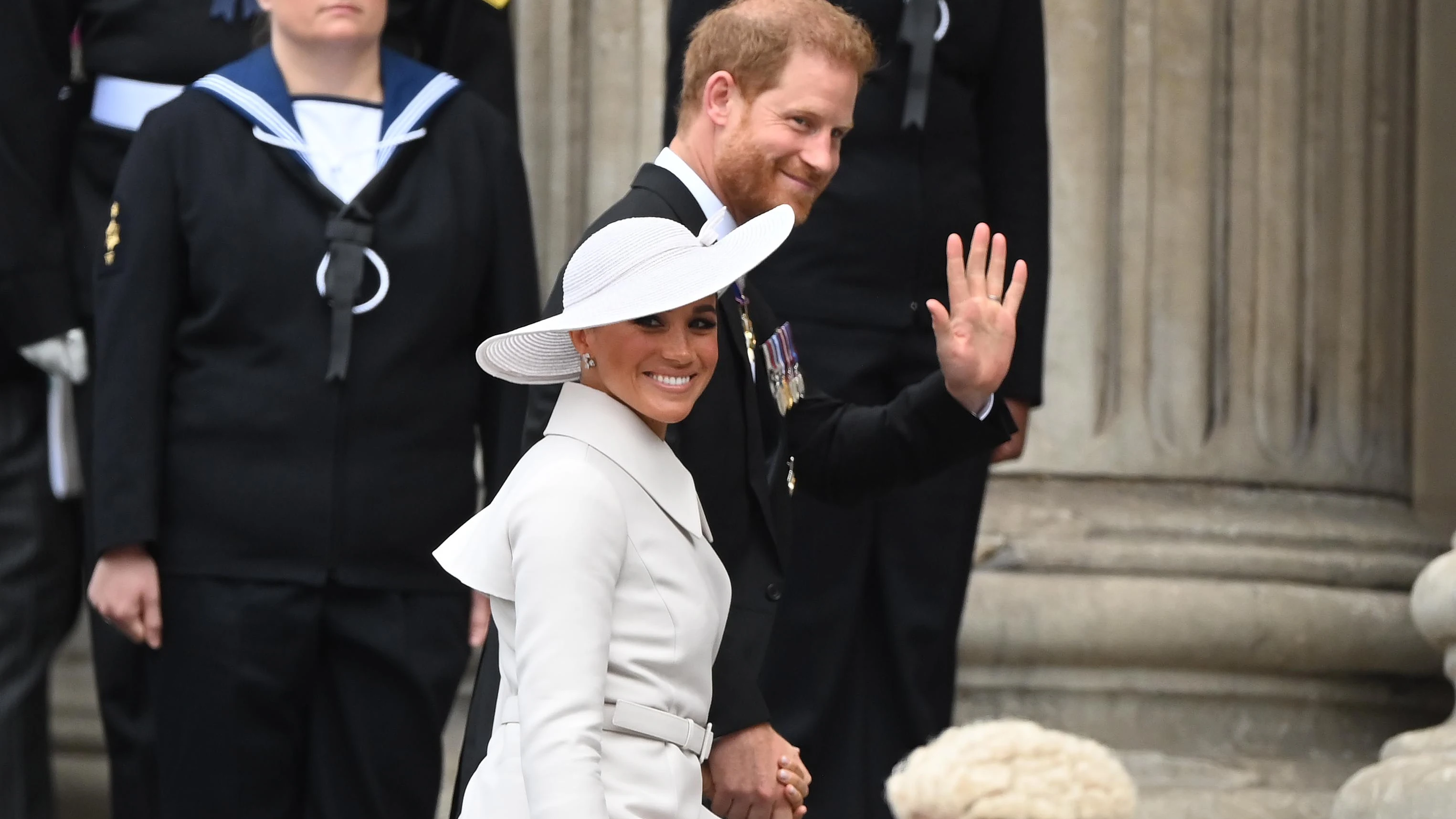 Meghan Markle y el Príncipe Harry, los duques de Sussex, llegan a la Catedral de San Pablo, en Londres