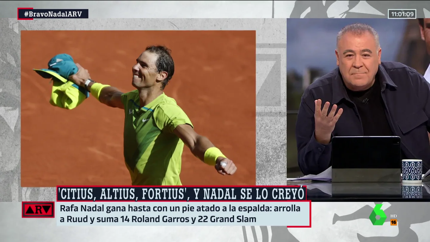 El mensaje de admiración de Ferreras sobre Rafa Nadal: "El hombre que ha convertido la victoria ante adversidad en una rutina" "El emperador del tenis"