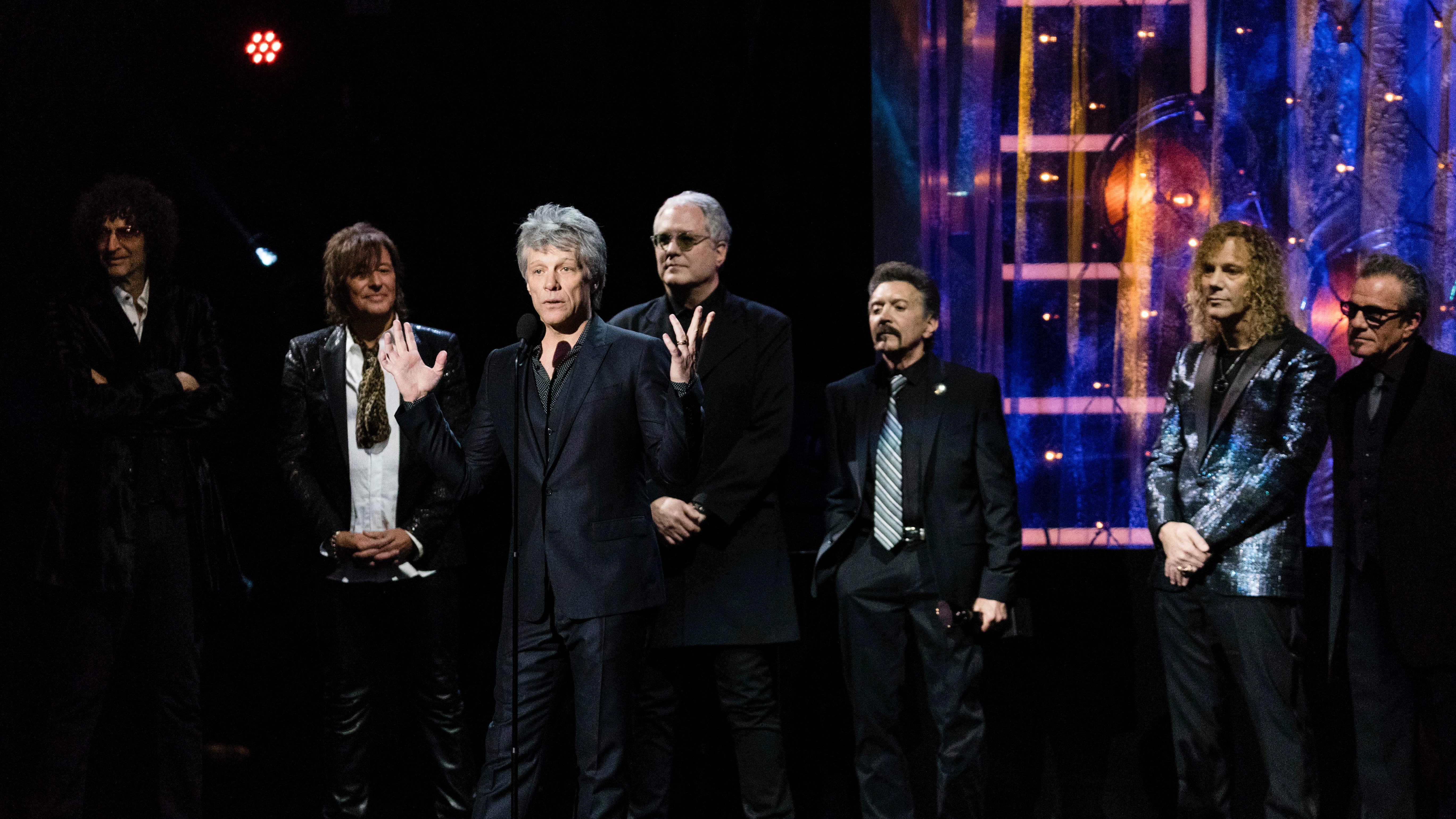Imagen de archivo de la banda Bon Jovi en el Rock and Roll Hall of Fame en 2018