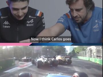 Fernando Alonso y Ocon alucinan con la 'minicarrera' del bicampe&oacute;n de F1 en Bak&uacute; 2021
