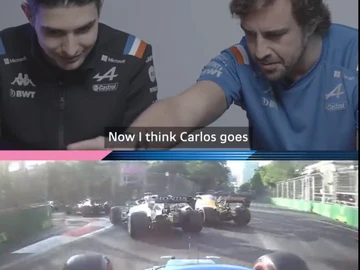 Fernando Alonso y Ocon alucinan con la 'minicarrera' del bicampeón de F1 en Bakú 2021 Fernando Alonso y Ocon alucinan con la 'minicarrera' del bicampeón de F1 en Bakú 2021